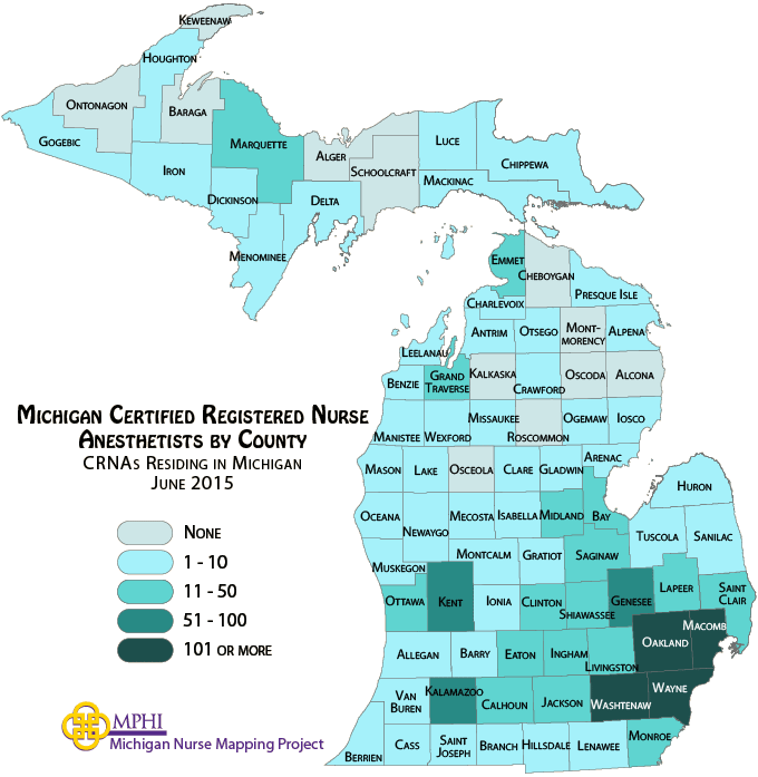 CRNAs by county